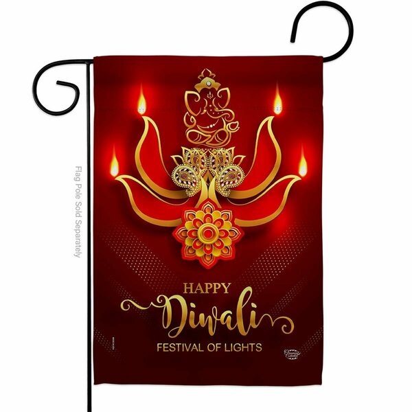 Cuadrilatero Festival of Lights Celebration Diwali Double-Sided Decorative Garden Flag, Multi Color CU3903163